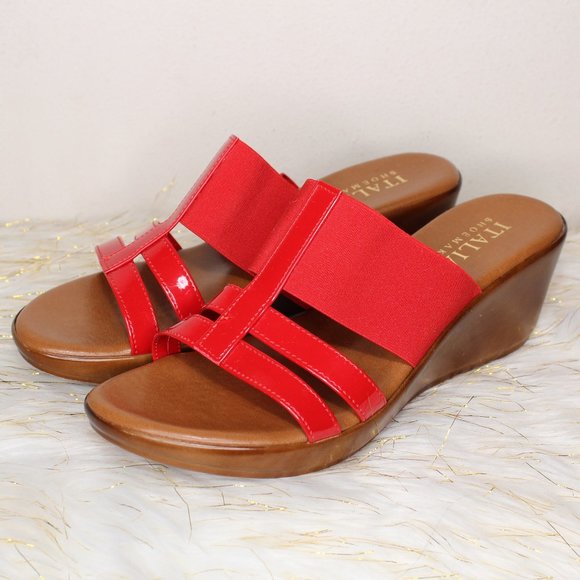 Italian Shoemakers Red Wedge Sandals - Picture 2 of 6